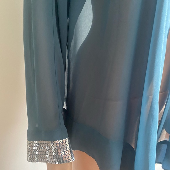 3/$35 Soft Surroundings Sequin Sleeve  Sheer Cardigan - Picture 6 of 11